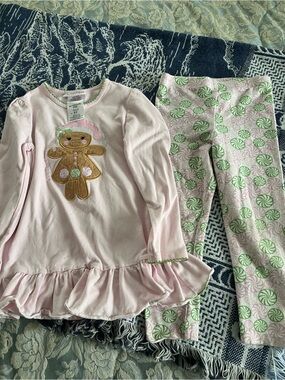Kids Pink Gingerbread Top & Peppermint Leggings set
